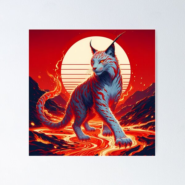 Item preview, Lava Fire Lynx Against a Sun, Ai Generated Art  designed and sold by ACC .