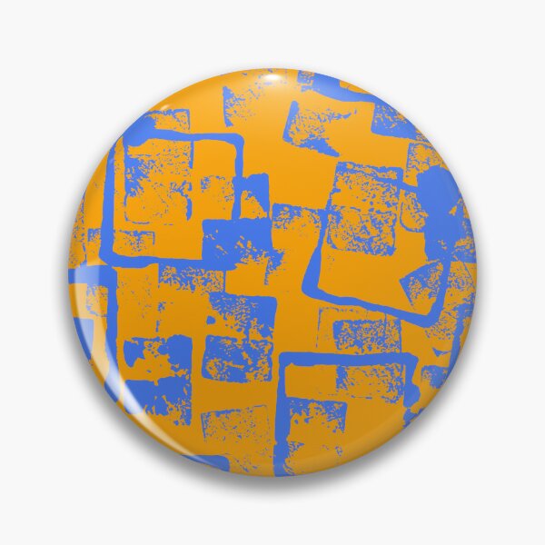 Item preview, Blue and Orange Square Outline Right Angle Print Making Hand Painted Pattern Texture designed and sold by BadgerCastle.