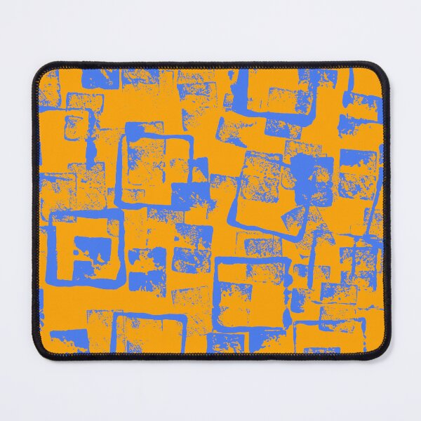 Item preview, Blue and Orange Square Outline Right Angle Print Making Hand Painted Pattern Texture designed and sold by BadgerCastle.