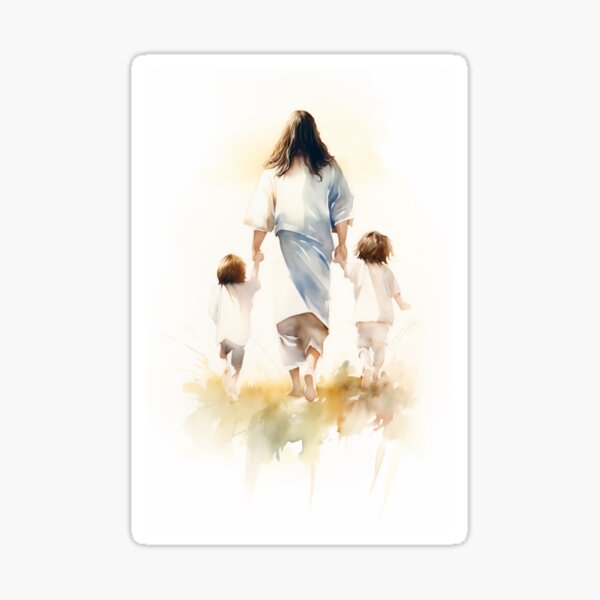 Item preview, Jesus Christ Walking with Little Children designed and sold by AdamesArtStudio.