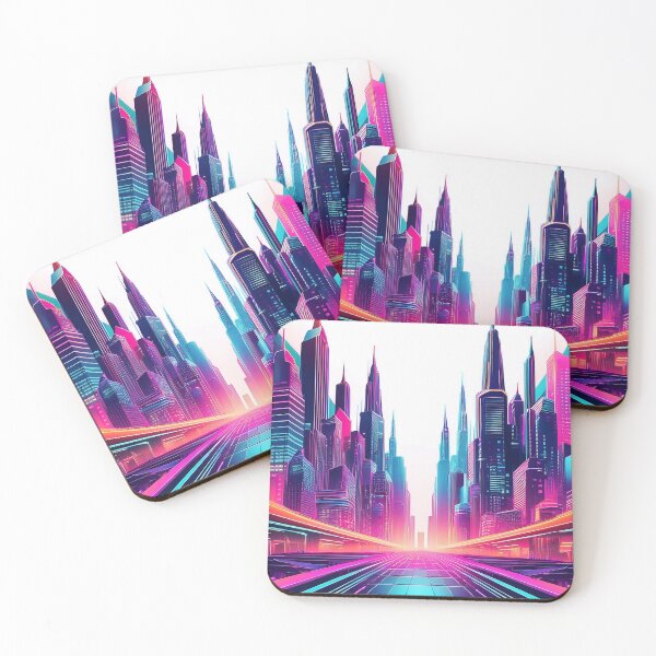 Item preview, Neon Futuristic Cityscape – Sci-Fi Cyberpunk Design designed and sold by RaiyaTees.