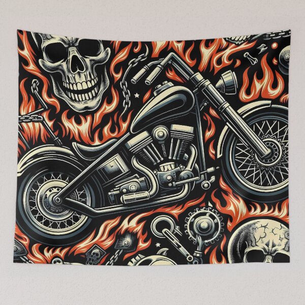 Item preview, Skulls and Motorcycles Flames designed and sold by JavisSRDesign.
