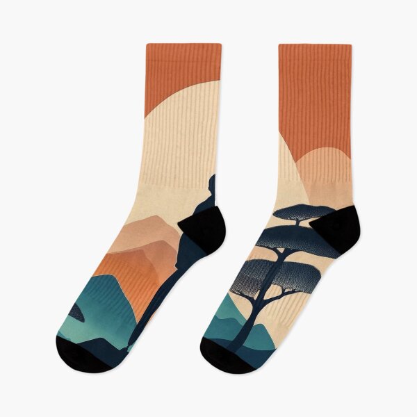 Item preview, Silueta de montaña al atardecer: arte paisajístico minimalista designed and sold by RaiyaTees.