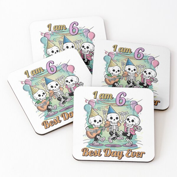 Item preview, I am 6 Years, Best Day Ever, Kids Birthday Skeleton Music Group Buddies designed and sold by Raise2Shine.