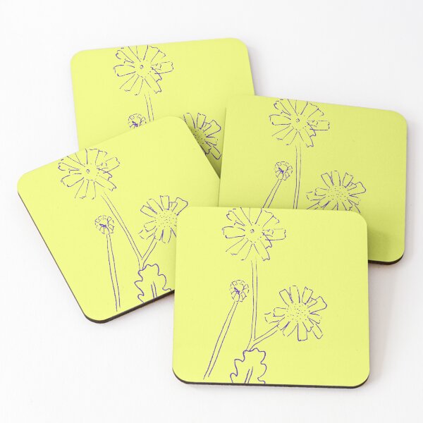 Item preview, Linear Purple Flowers on Yellow designed and sold by MagentaTwilight.