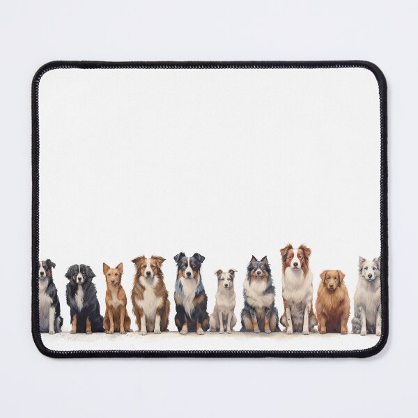 Item preview, Line up of Australian Shepherd Dogs designed and sold by Kalligraphika.