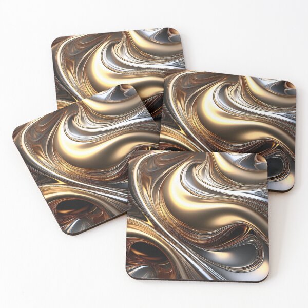Item preview, Abstract Metallic Flow – Liquid Gold and Silver Art designed and sold by RaiyaTees.