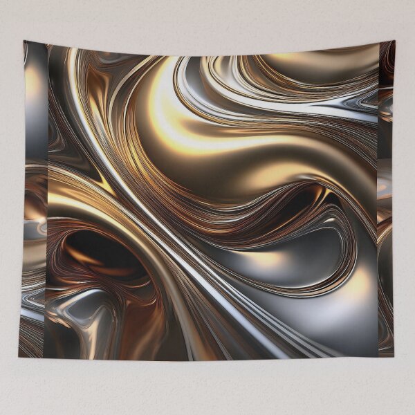 Item preview, Abstract Metallic Flow – Liquid Gold and Silver Art designed and sold by RaiyaTees.