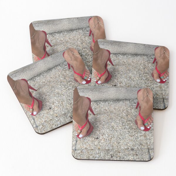 Item preview, sexy feet in red platform flip flops designed and sold by AuxpiedsdemaDo.
