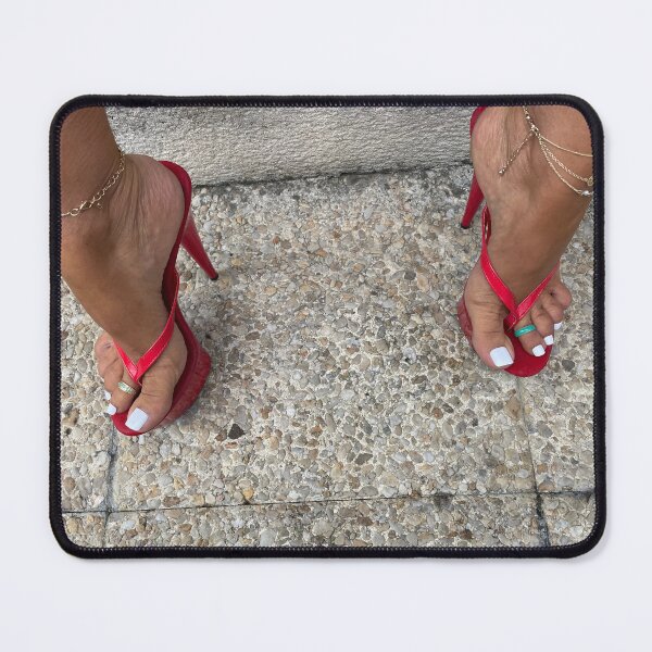 Item preview, sexy feet in red platform flip flops designed and sold by AuxpiedsdemaDo.