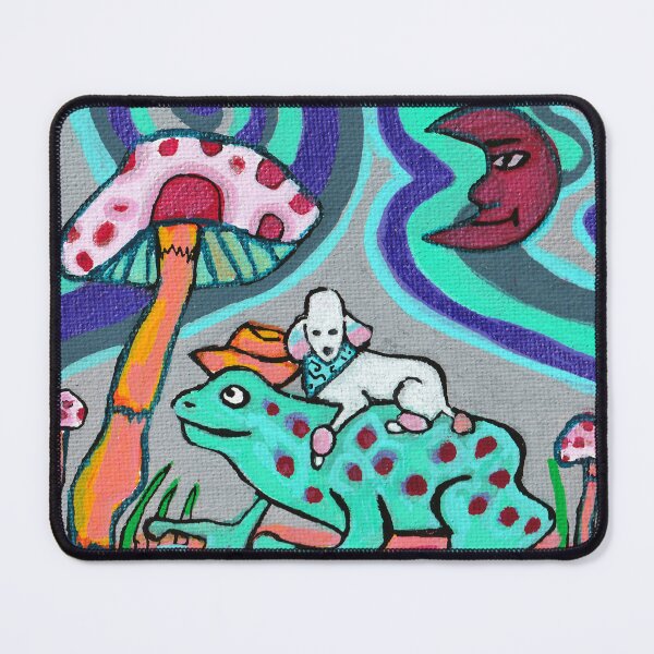 Item preview, Cowboy Frog with Poodle and Mushrooms designed and sold by Magicpoodleland.