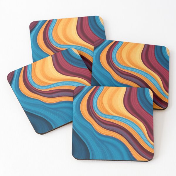 Item preview, Dynamic Abstract Waves in Wheat, Dark Blue, and Maroon designed and sold by PixelParinda.