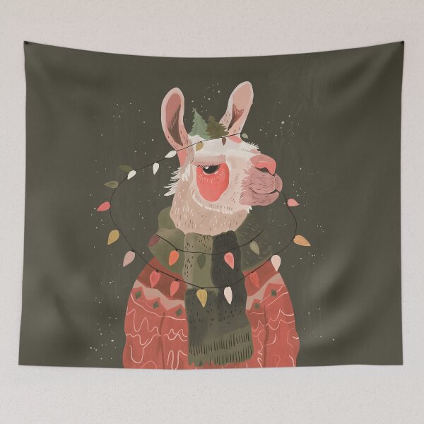 Item preview, Festive Glow Llama designed and sold by ArtsySesta.