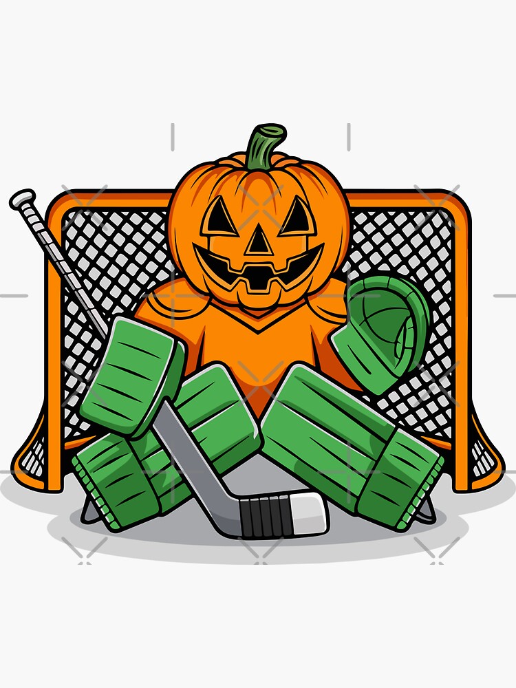 Halloween Scary Pumpkin Ice Hockey Sport Goalie