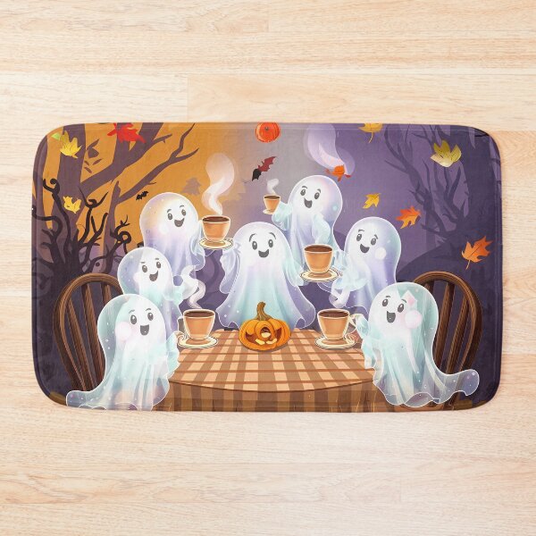 Item preview, Cute Ghosts Halloween Coffee Gathering Art designed and sold by ZetaDream.