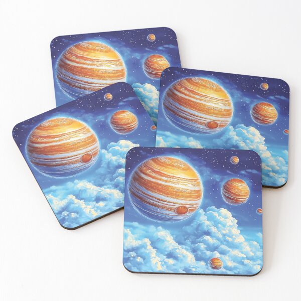 Item preview, A celestial design featuring multiple giant planets against a backdrop of swirling clouds and a starry night sky. designed and sold by HEMRO.