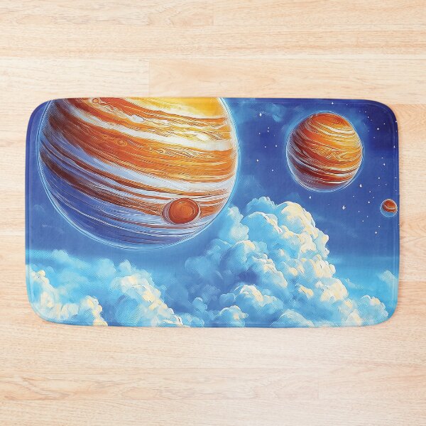 Item preview, A celestial design featuring multiple giant planets against a backdrop of swirling clouds and a starry night sky. designed and sold by HEMRO.