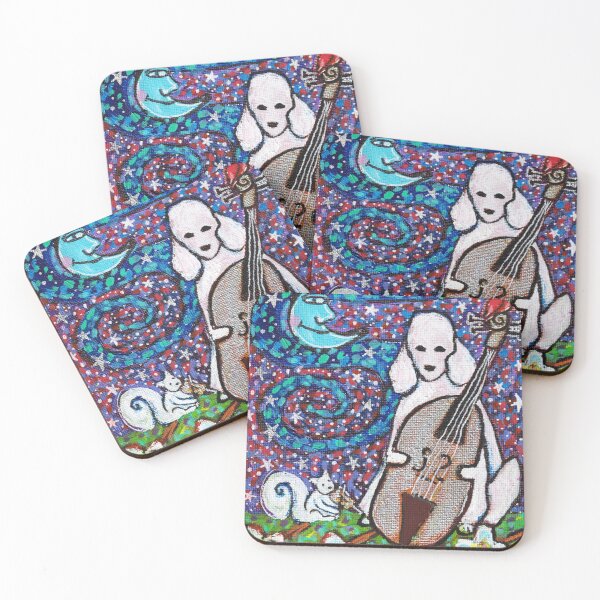 Item preview, Poodle with Upright Bass and Squirrel on Fiddle  designed and sold by Magicpoodleland.