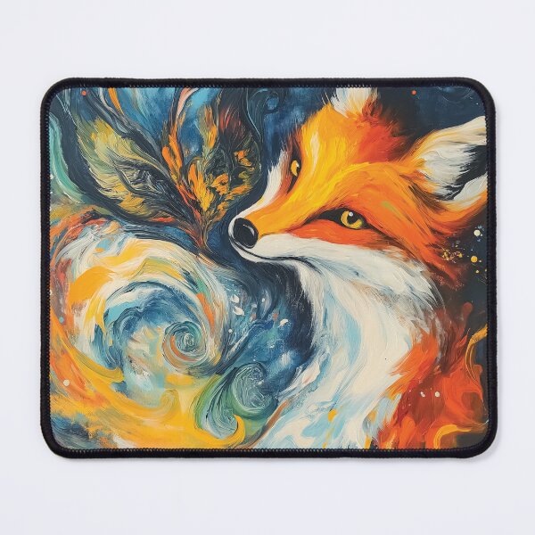 Item preview, A vibrant orange fox against a mesmerizing backdrop of swirling, cosmic colors design. designed and sold by HEMRO.