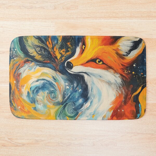 Item preview, A vibrant orange fox against a mesmerizing backdrop of swirling, cosmic colors design. designed and sold by HEMRO.