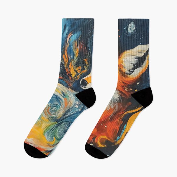 Item preview, A vibrant orange fox against a mesmerizing backdrop of swirling, cosmic colors design. designed and sold by HEMRO.