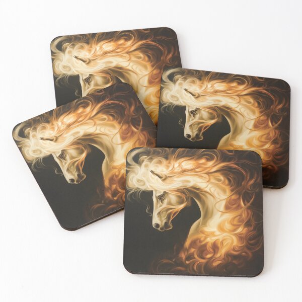 Item preview, A majestic white horse engulfed in golden flames design. designed and sold by HEMRO.