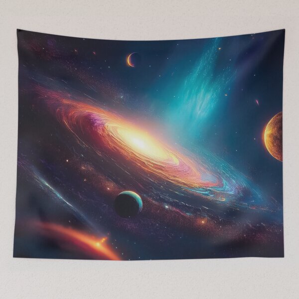 Item preview, A swirling galaxy takes center stage, its spiral arms radiating outward in hues of orange and yellow design. designed and sold by HEMRO.