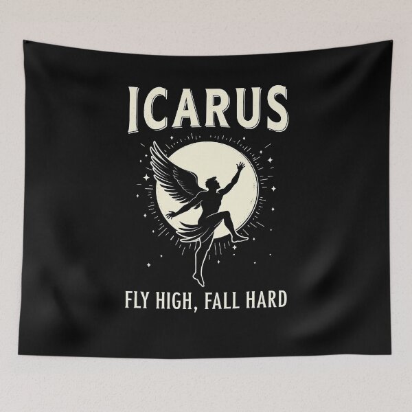 Item preview, Icarus Fly High Fall Hard Funny Greek Mythology designed and sold by Agema Apparel.