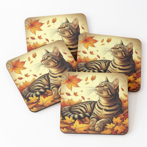 Item preview, A Tabby Cat in Fall Leaves designed and sold by SherryAtkinson.