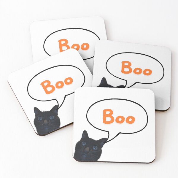 Item preview, black cat saying boo designed and sold by TaraPen.