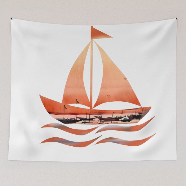 Item preview, Sunset seashore with boats shape effect designed and sold by SamirArt.