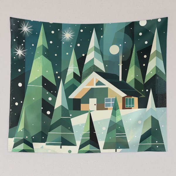 Item preview, Winterliche Hütte im Wald designed and sold by ChillThunder.