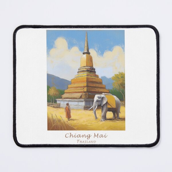 Item preview, Vintage Minimal Retro Travel Poster – Buddhism in Chiang Mai, Thailand - Monk, Elephant designed and sold by pod24.