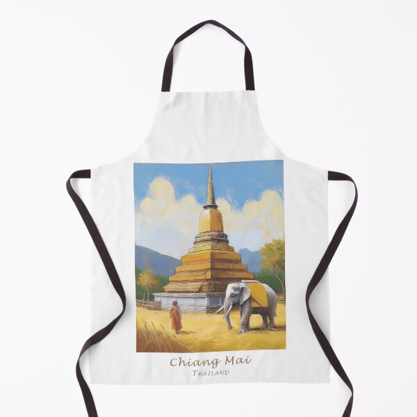 Item preview, Vintage Minimal Retro Travel Poster – Buddhism in Chiang Mai, Thailand - Monk, Elephant designed and sold by pod24.