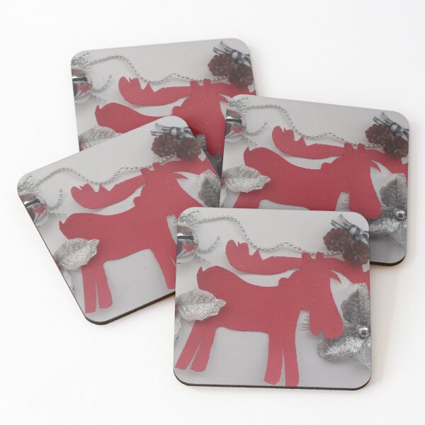 Item preview, Christmas moose in silver designed and sold by ArtbyColleen.