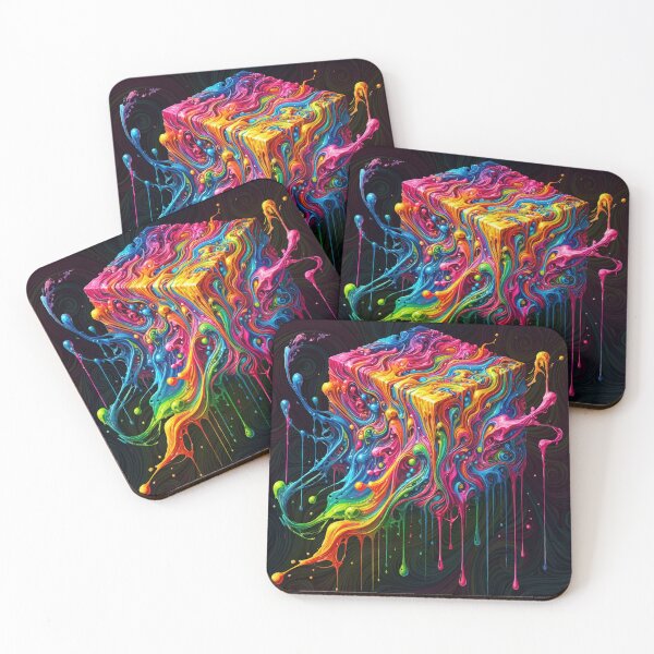Item preview, Rainbow Meltdown Cube – Dripping Abstract Explosion designed and sold by SHHCreations.