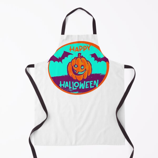 Item preview, Happy Halloween fluo badge with pumpkin and bats designed and sold by Spottino.