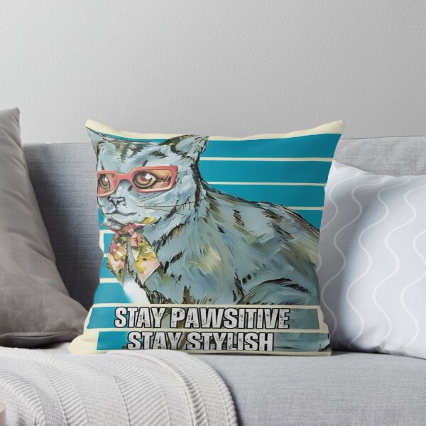 Item preview, Stay Pawsitive Stay Stylish Cat Art Print designed and sold by gleefulme.
