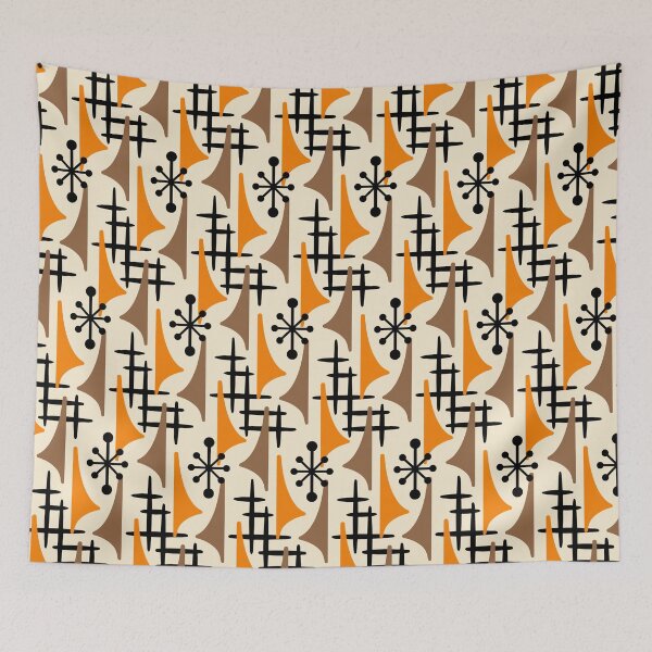 Item preview, Mid Mod Atomic Wing Pattern Orange & Brown designed and sold by tonymagnerart.
