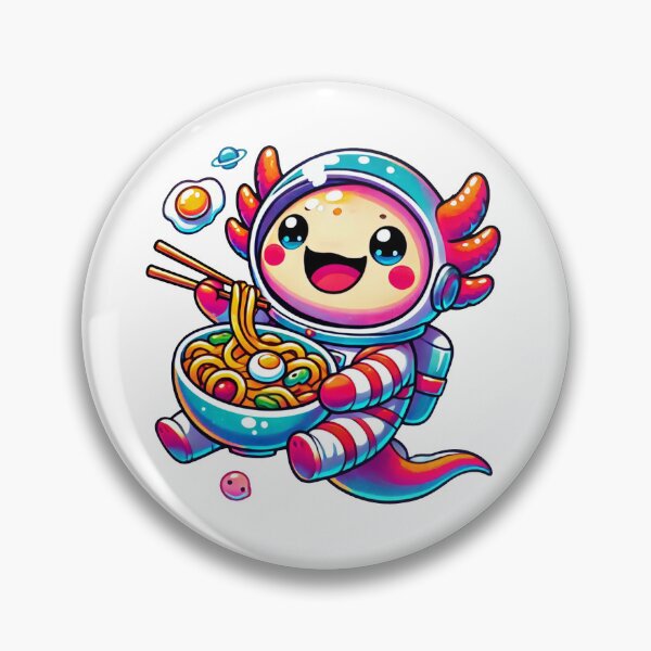Item preview, Cute Axolotl Astronaut Slurping Noodles in Space designed and sold by RetroPop23.