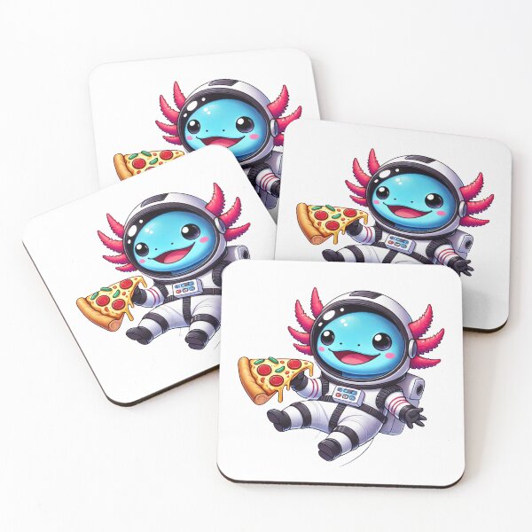 Item preview, Kawaii Axolotl Astronaut Eating Pizza in Space designed and sold by RetroPop23.