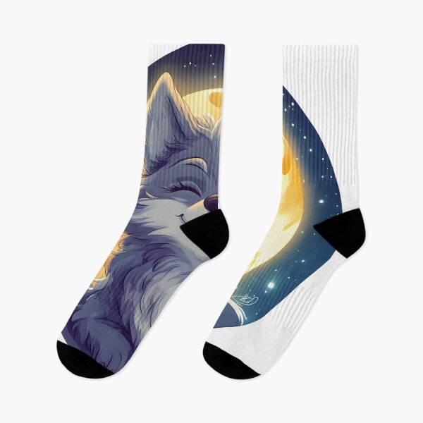 Item preview, Moonlit Joyful Wolf Howling at Night designed and sold by CharmingQuill.