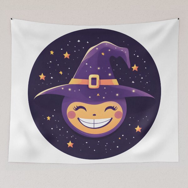 Item preview, Happy Witch Hat with Starry Night Sky designed and sold by CharmingQuill.