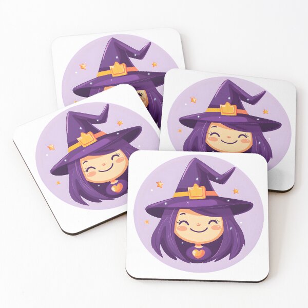 Item preview, Cute Witch Girl with Sparkling Purple Hat designed and sold by CharmingQuill.
