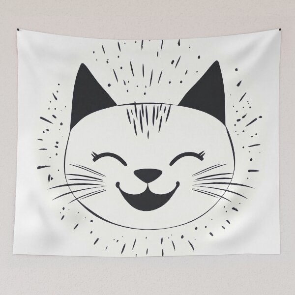 Item preview, Smiling Cat Face With Radiant Whiskers designed and sold by CharmingQuill.