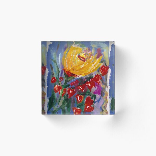 Painted Flowers of Tuscany Acrylic Block