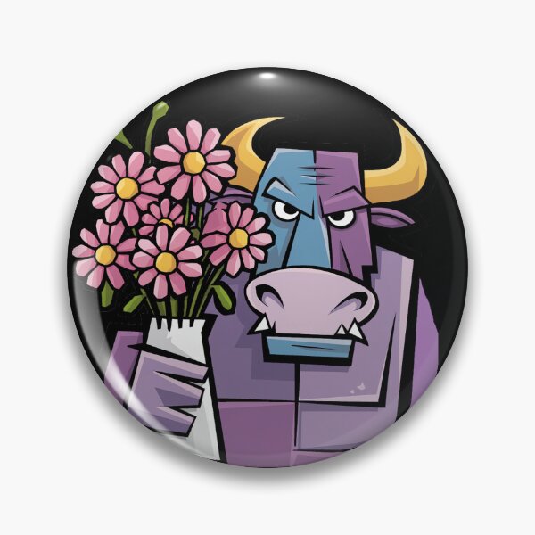 Item preview, Funny Angry Purple Bull Holding Daisy Flowers designed and sold by Nature's Fancy.