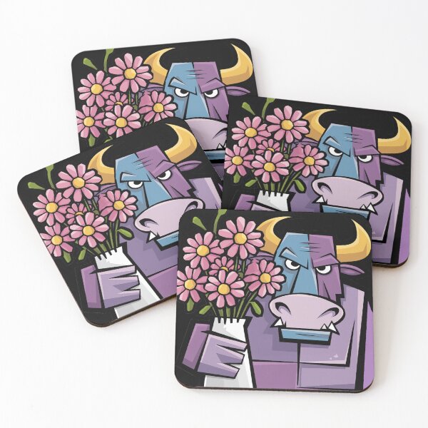 Item preview, Funny Angry Purple Bull Holding Daisy Flowers designed and sold by Nature's Fancy.