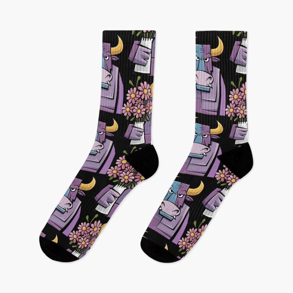 Item preview, Funny Angry Purple Bull Holding Daisy Flowers designed and sold by Nature's Fancy.