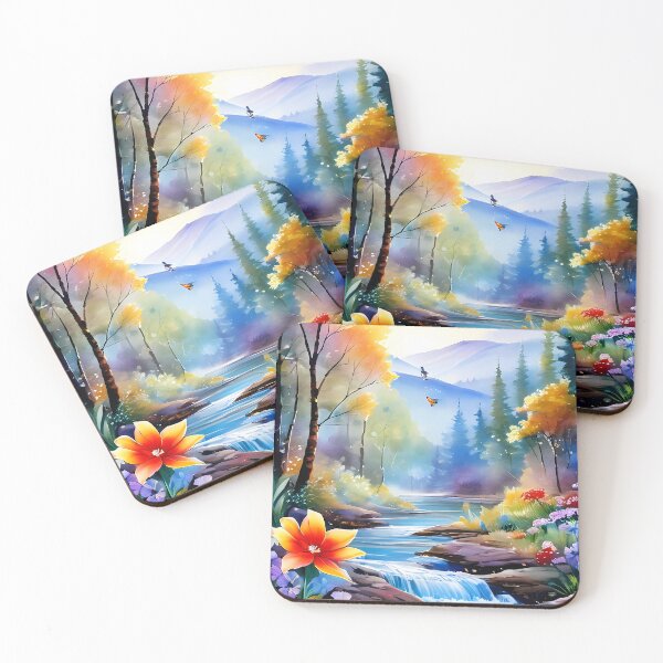 Item preview, Watercolor nature scene with blooms of vivid designed and sold by MRFEZOO2030.